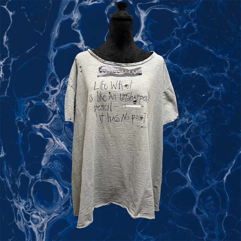 A Rare Bird Graphic Tee Womens L/XL Gray Excellent Distressed